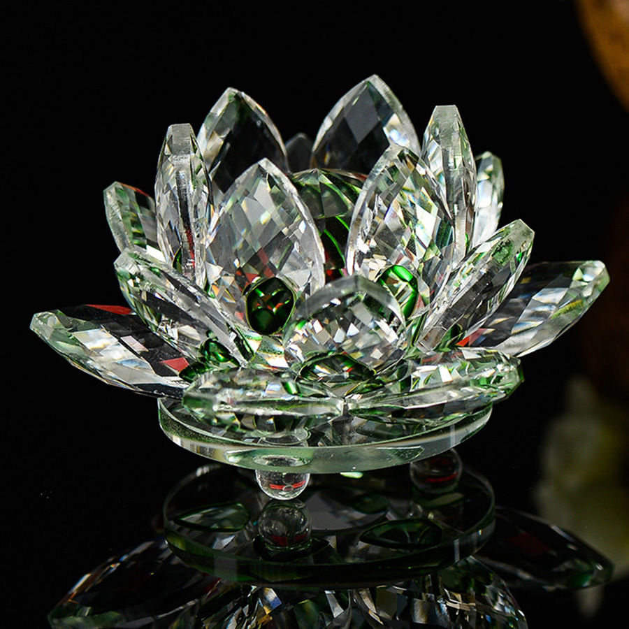 dropship 80 mm Feng shui Quartz Crystal Lotus Flower Crafts Glass Paperweight Ornaments Figurines Home Wedding Party Decor Gifts Souvenir