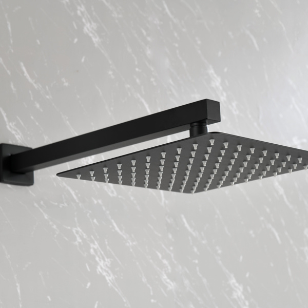 dropship Brass Matte Black Shower Faucet Set Shower System 10 Inch Rainfall Shower Head with Handheld Sprayer Bathroom Luxury Rain Mixer Combo