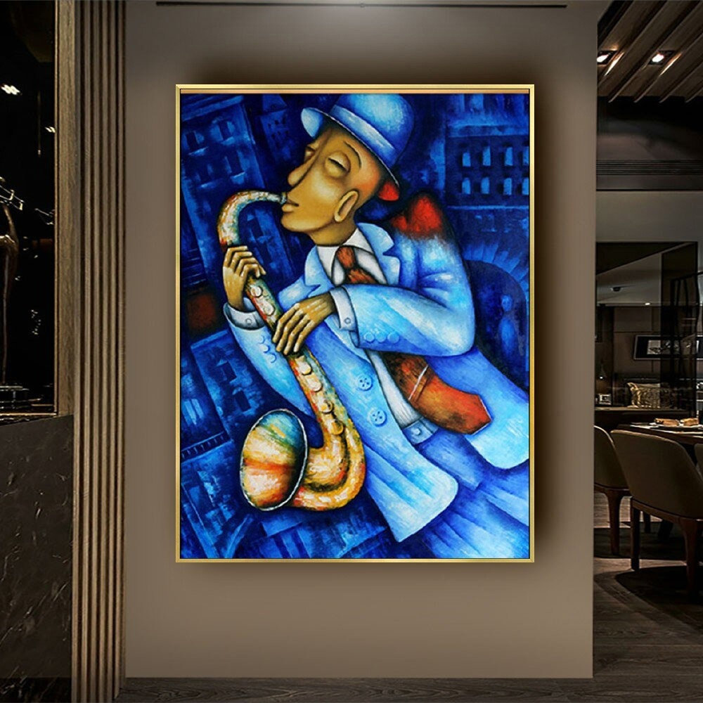 dropship Hand Painted Oil Painting Abstract Wall Painting- musician Portrait Oil Painting On Canvas - Wall Art Picture -Acrylic Texture Home Decor