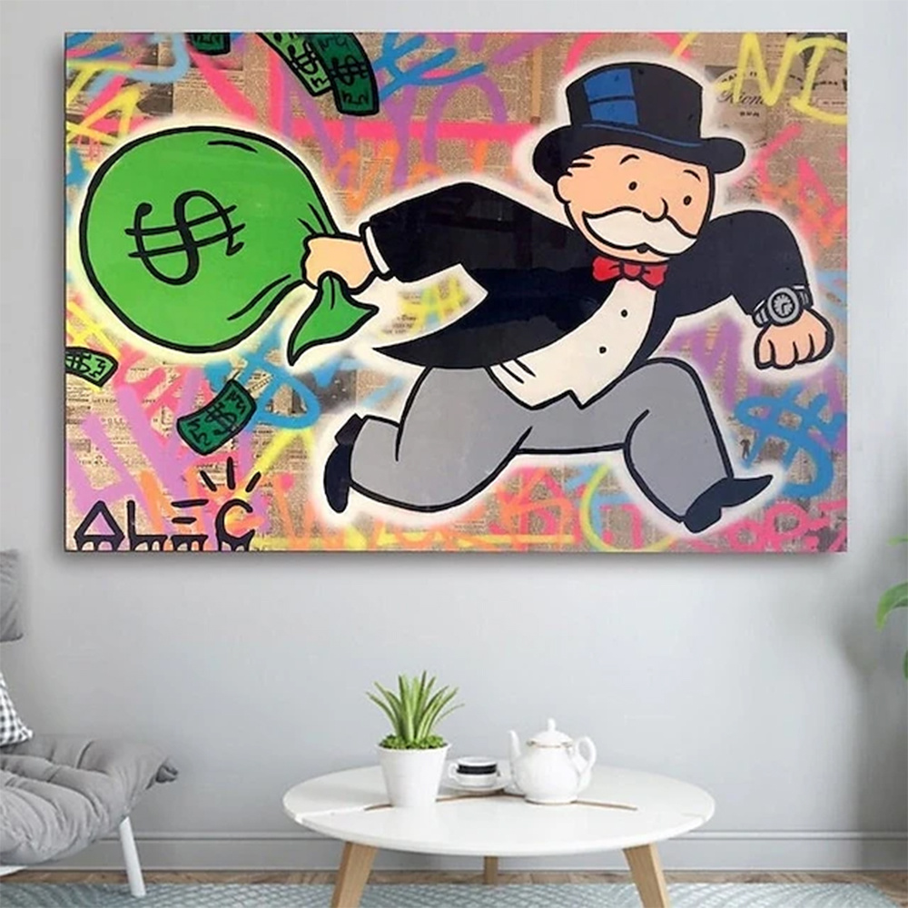 dropship Hand Painted Oil Painting Alec Monopoly Painting Wall Street Art Modern Abstract Living Room Hallway Bedroom Luxurious Decorative Painting