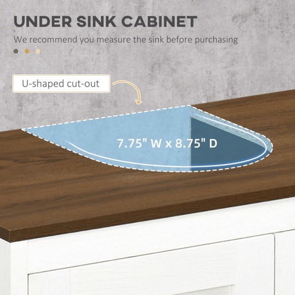 dropship Pedestal Sink Storage Cabinet, Under Sink Cabinet with Double Doors, Antique White, Walnut-AS