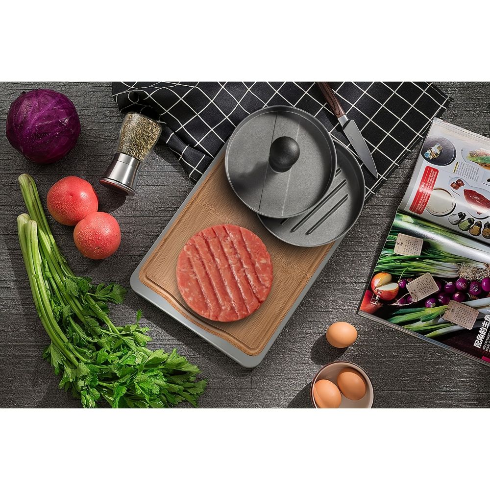 dropship 1pc Non-Stick Aluminum Burger Press - Perfect for Burgers, Patties, Meatballs, Grilling, and Kitchen Cooking - Ideal Back to School Supply