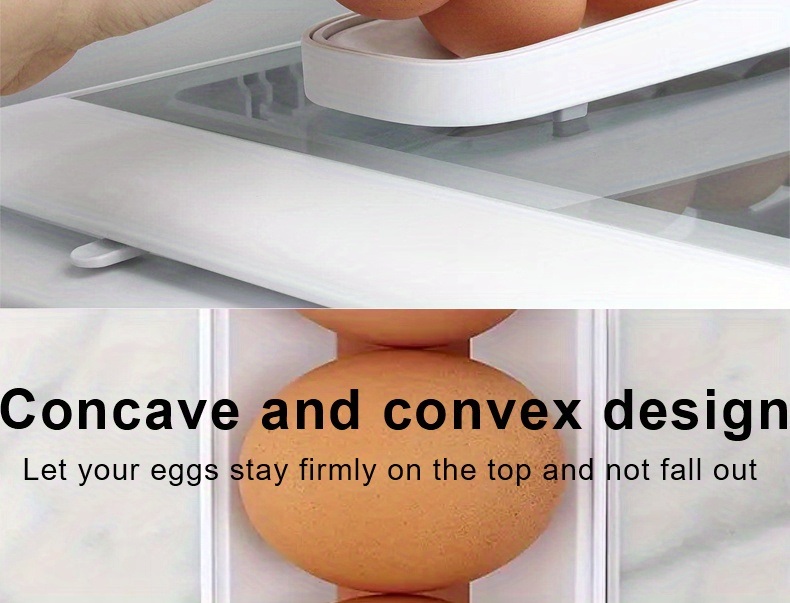 dropship 1pc Rolling Refrigerator Egg Dispenser, Space-Saving Holder For Fridge Storage Anti-fall Egg Tray, Egg Rack Tray For Refrigerator, Kitchen Supplies