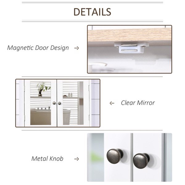 dropship Bathroom Cabinet with Mirror-White