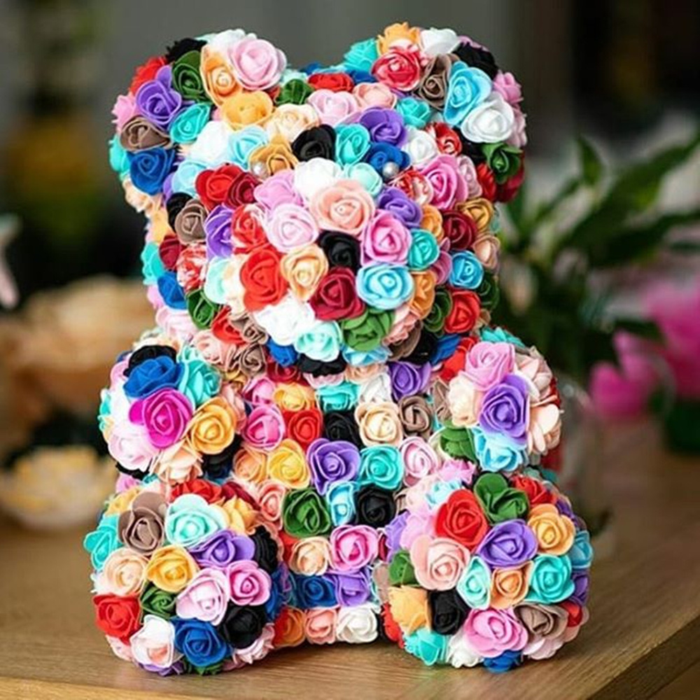 dropship DIY Valentines Day Gifts Red Rose Bear Artificial foam Roses Flower Wedding Engagement Decoration little Bear Mold bear Teddy