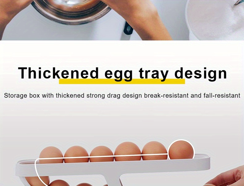 dropship 1pc Rolling Refrigerator Egg Dispenser, Space-Saving Holder For Fridge Storage Anti-fall Egg Tray, Egg Rack Tray For Refrigerator, Kitchen Supplies