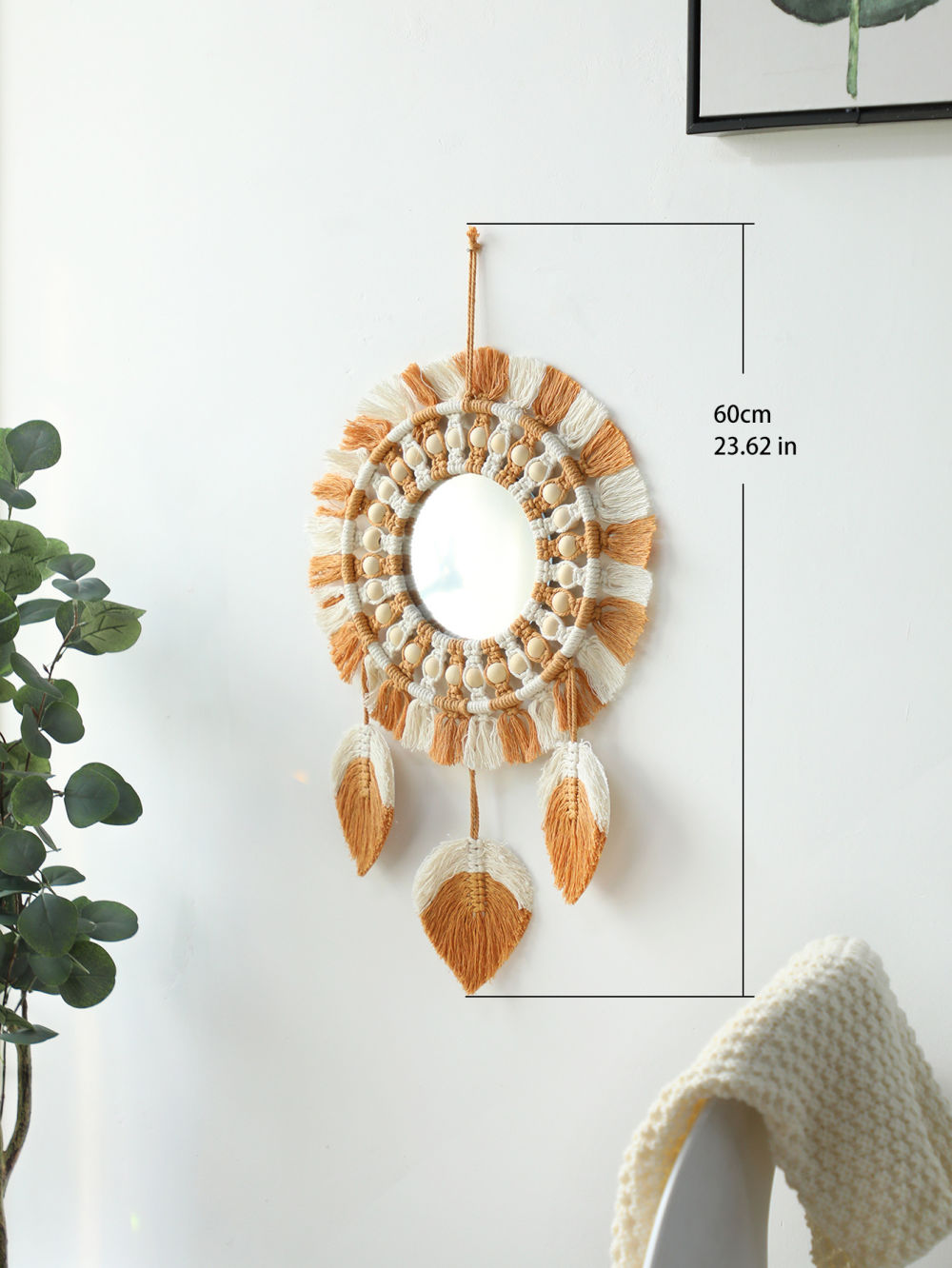 dropship 1pc, Bohemian Hand-Woven Dream Catcher with Mirror - Wall Art, Home Decor, Birthday Gift, Festival Decor