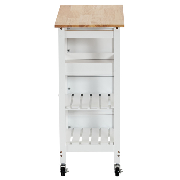 dropship 76*37*84cm Three Drawers Three Layers Black Handle Rubber Wood Log Color Table White Spray Paint Dining Car