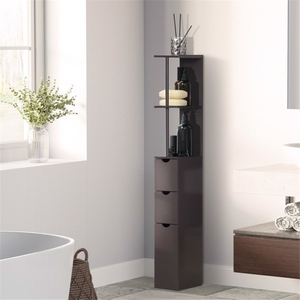 dropship Bathroom Storage Cabinet-Brown