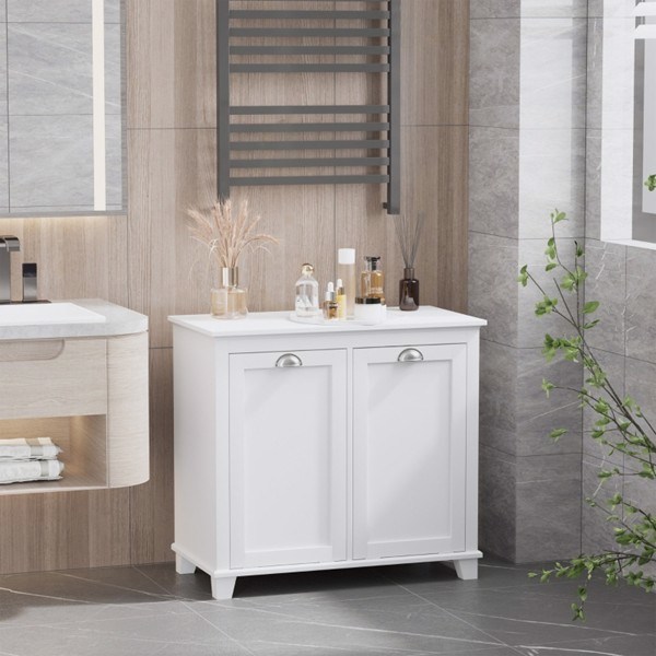 dropship Tilt-Out Laundry Sorter Cabinet, Bathroom Storage Organizer white-AS