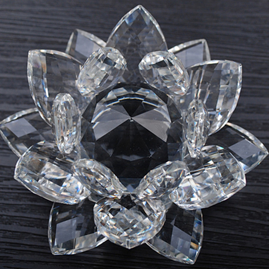 dropship 80 mm Feng shui Quartz Crystal Lotus Flower Crafts Glass Paperweight Ornaments Figurines Home Wedding Party Decor Gifts Souvenir