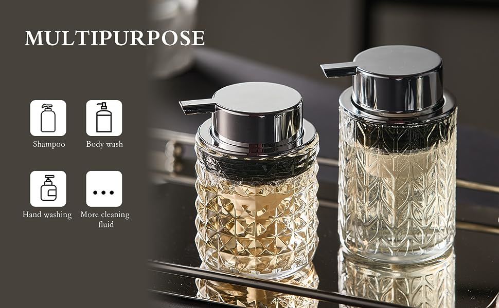 dropship Glass Hand Foaming Soap Dispensers with Silver Pump