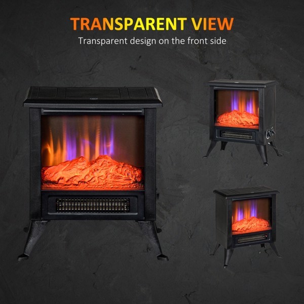 dropship Electric Fireplace Heater LED Flame Fireplace Stove BLACK-AS