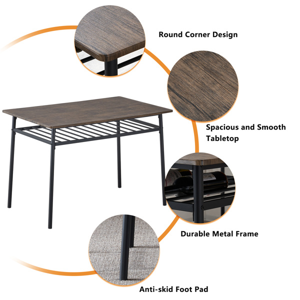 dropship Rectangular Disassembly and Assembly P2 Board Iron Compartment 1 Table 4 Chairs Dining Table and Chair Set Brown