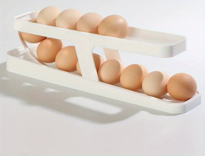 dropship 1pc Rolling Refrigerator Egg Dispenser, Space-Saving Holder For Fridge Storage Anti-fall Egg Tray, Egg Rack Tray For Refrigerator, Kitchen Supplies
