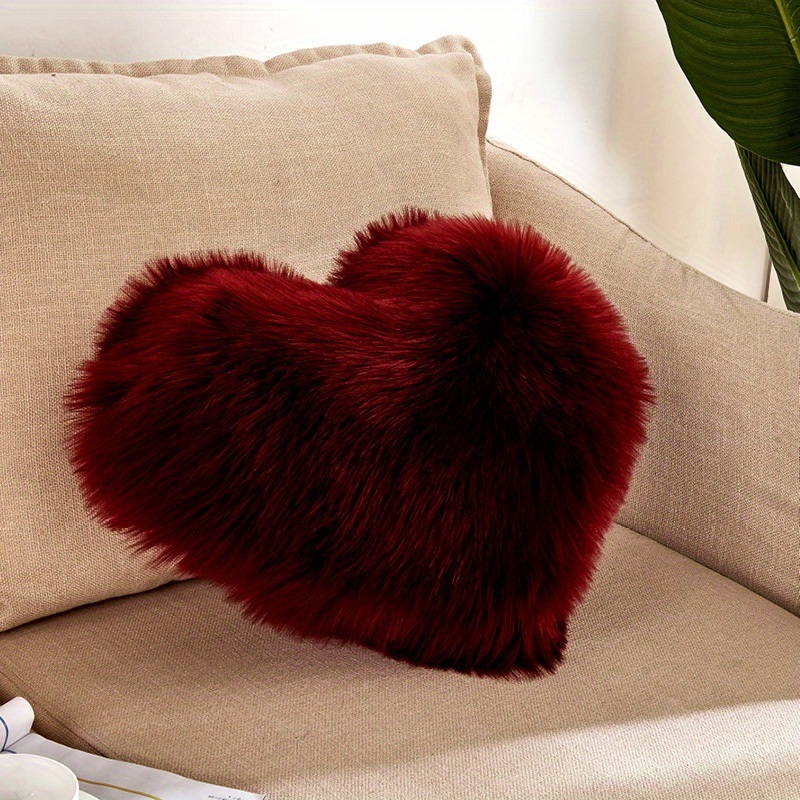 dropship 1pc Boho Love Heart Plush Throw Pillow - Fluffy Luxury Cushion for Couch, Sofa, Bed - Detachable and Machine Washable Home Decor
