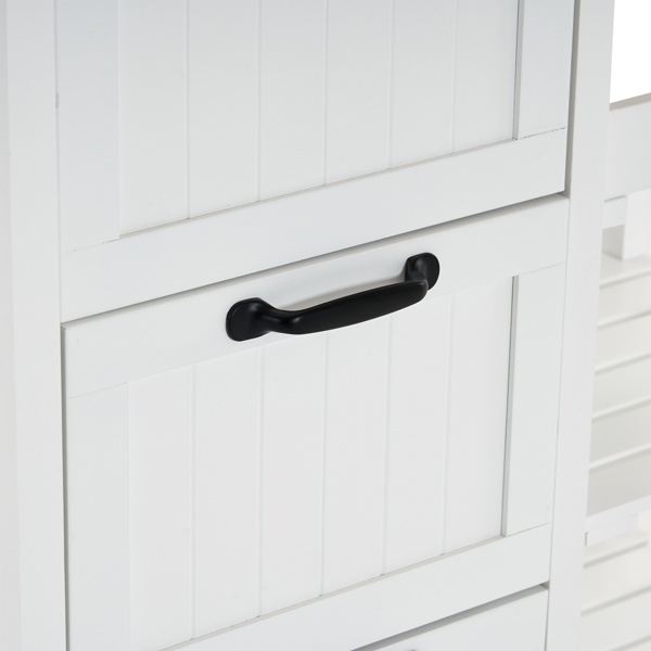 dropship 76*37*84cm Three Drawers Three Layers Black Handle Rubber Wood Log Color Table White Spray Paint Dining Car