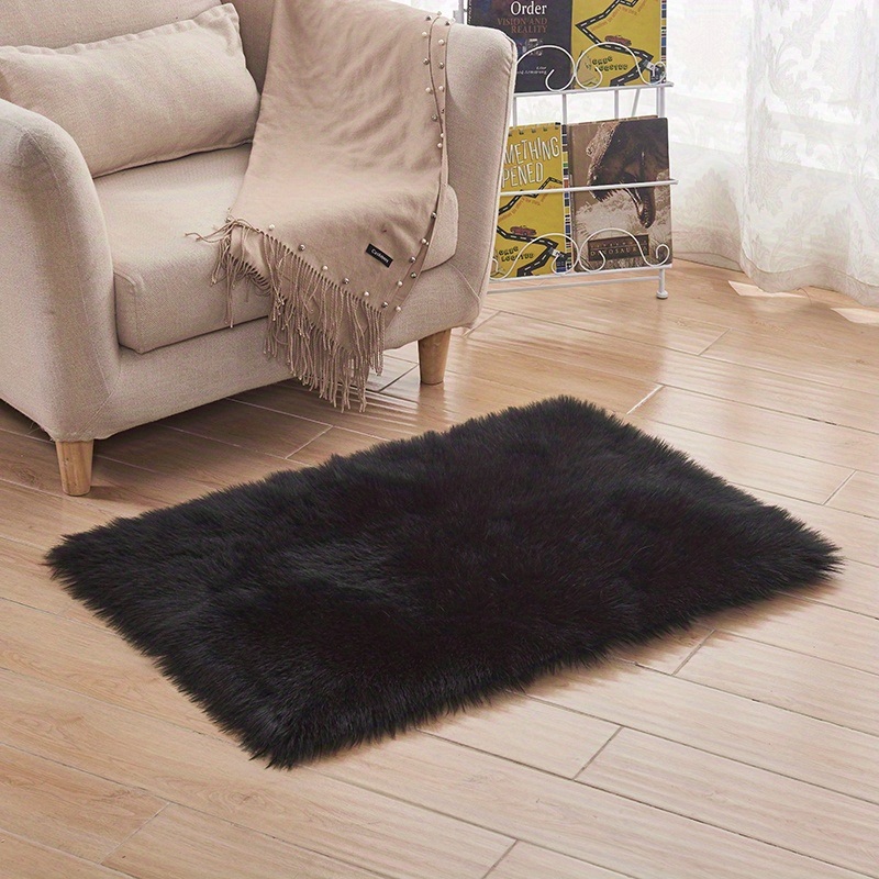 dropship 1pc, Wool Carpet Long Fur Carpet Indoor Living Room Floor Mat 23.62*35.43inch Acrylic 80% Polyester 20% Suede Fleece Bottom Long Fur Carpet