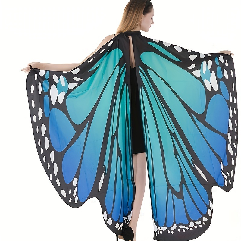 dropship 1pc, Spooktacular Creations Butterfly Wing Cape Shawl With Lace Mask And Black Velvet Antenna Headband Adult Women Halloween Costume Accessory