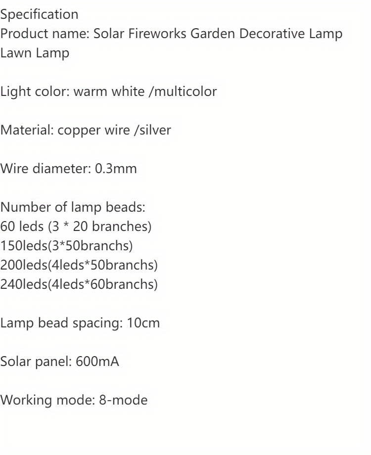 dropship 1 Pack Solar Firework Light Outdoor, IP65 Waterproof Solar Garden Flower Lights With 8 Lighting Modes, Decorative Fairy Lights With Stake, Halloween Decorations