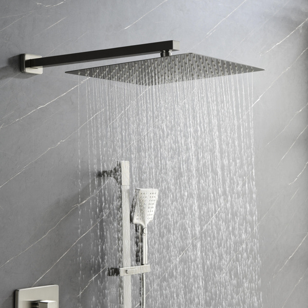 dropship Shower System with Shower Head, Hand Shower, Slide Bar, Bodysprays, Shower Arm, Hose, Valve Trim, and Lever Handles