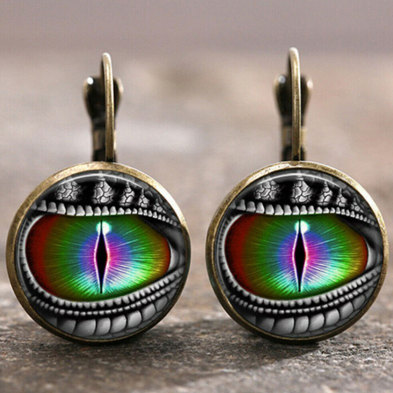 dropship Y2K Vintage Dragon Eye Time Synthetic Gemstone Earrings Retro Creative Personality Temperament Alloy Material Exquisite Gift For Women Girls
