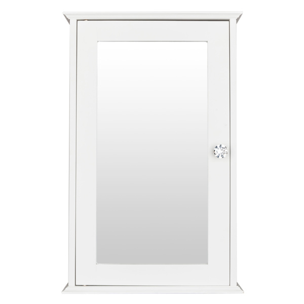 dropship Single Door Mirror Indoor Bathroom Wall Mounted Cabinet Shelf White