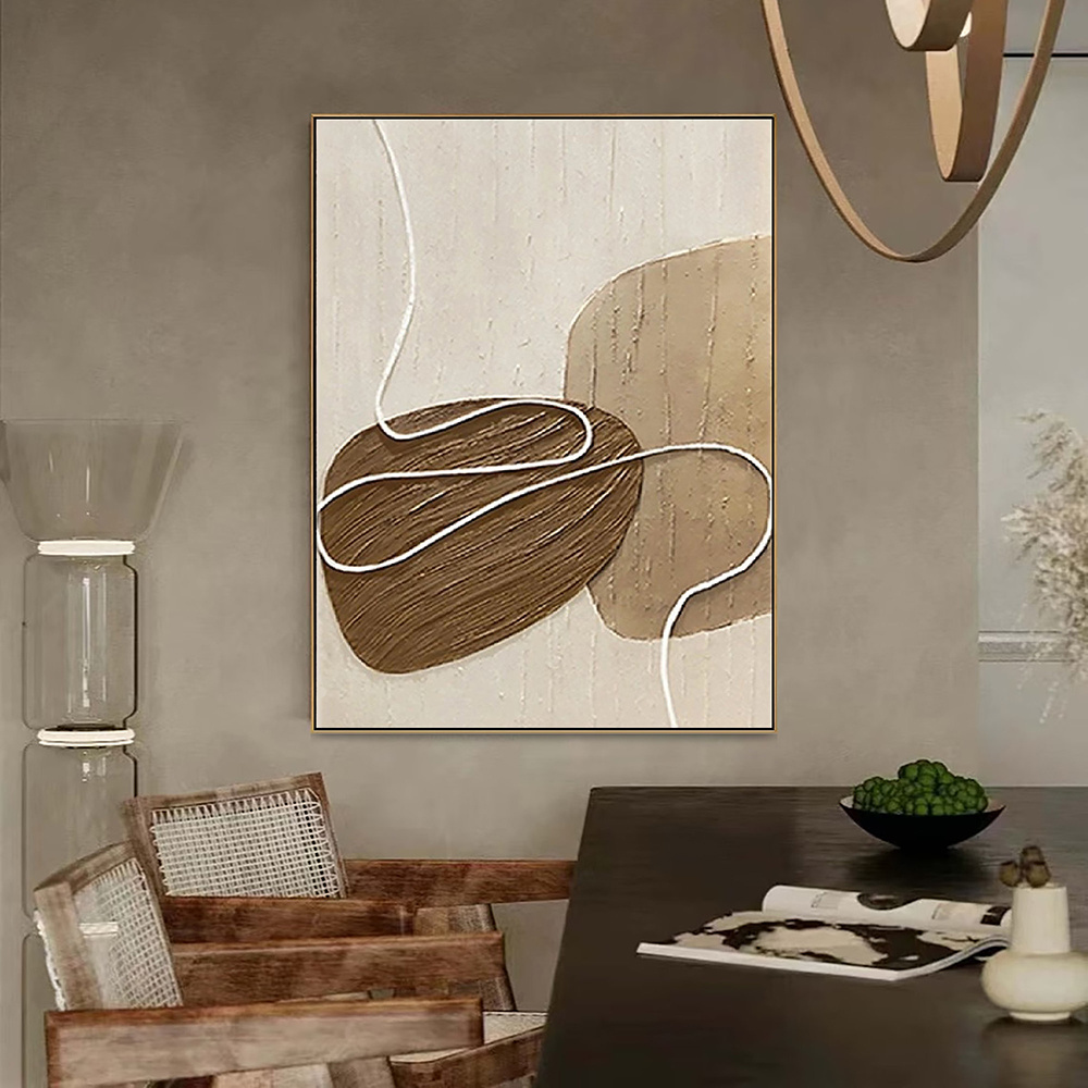 dropship Handmade Oil Painting White and Beige Minimalist Wall Art Oversize Minimalist Painting on Canvas Neutral Textured Painting Brown Wall Decorative Painting