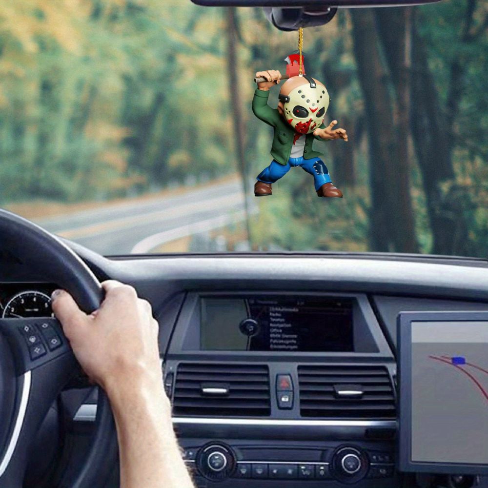 dropship 1pc Halloween Decor Horror Movie Character Sculpture Car Hanging Pendant Horror Decoration Funny Pendant Car Dwarf Pendant