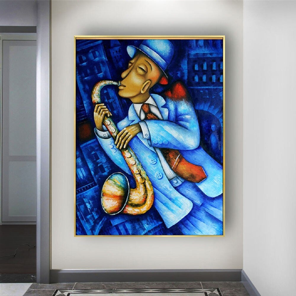 dropship Hand Painted Oil Painting Abstract Wall Painting- musician Portrait Oil Painting On Canvas - Wall Art Picture -Acrylic Texture Home Decor
