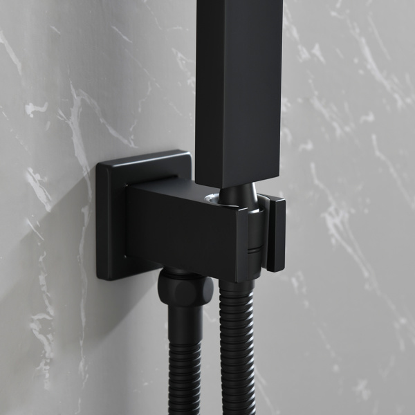dropship Brass Matte Black Shower Faucet Set Shower System 10 Inch Rainfall Shower Head with Handheld Sprayer Bathroom Luxury Rain Mixer Combo