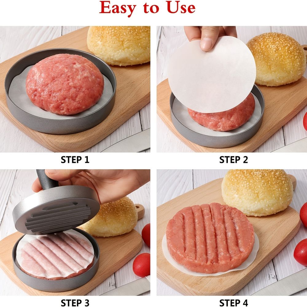 dropship 1pc Non-Stick Aluminum Burger Press - Perfect for Burgers, Patties, Meatballs, Grilling, and Kitchen Cooking - Ideal Back to School Supply