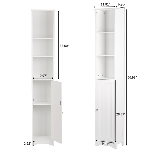 dropship FCH One Door & Three Layers Bathroom Cabinet White