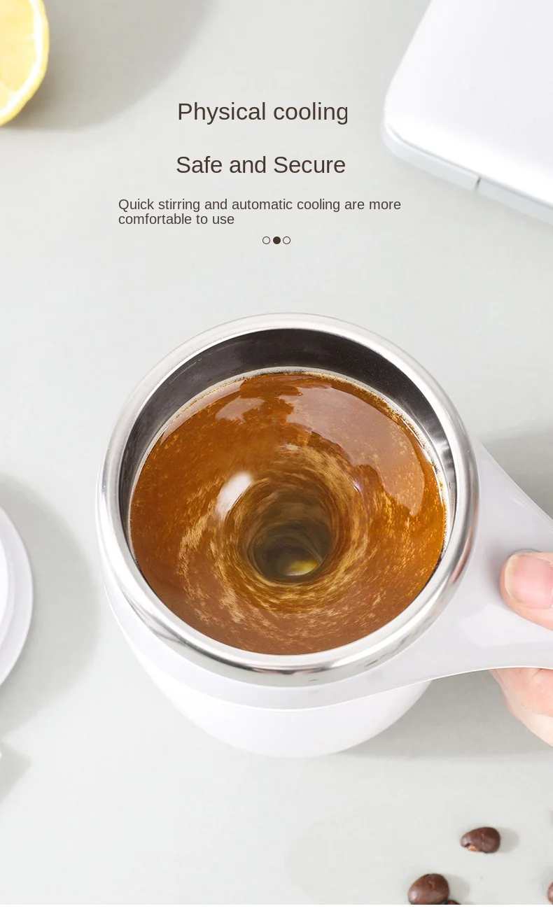 dropship Self Stirring Mug - Rechargeable Automatic Magnetic Electric Coffee Mug, Rotating Cute Mixing Cup Tasse, To Stir Office/Kitchen/Travel/Home Coffee/Tea/Hot Chocolate/Milk-450 ml/15.2 oz(Brown)