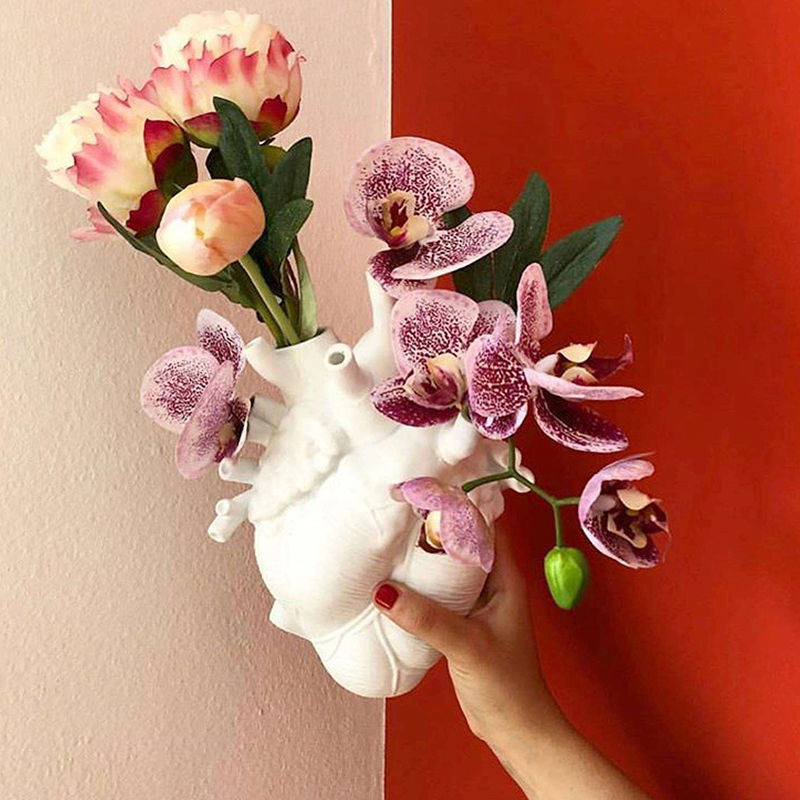 dropship Vase In The Shape Of Human Heart, Home Decoration, Desktop Art Craft Ornament, Exquisite And High-end Indoor Vase, Organ Design Flower Container, Halloween