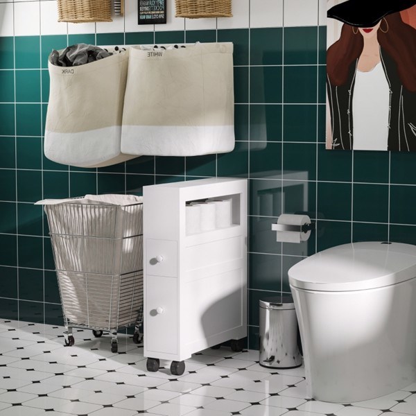 dropship Bathroom Side Storage Cabinet - White