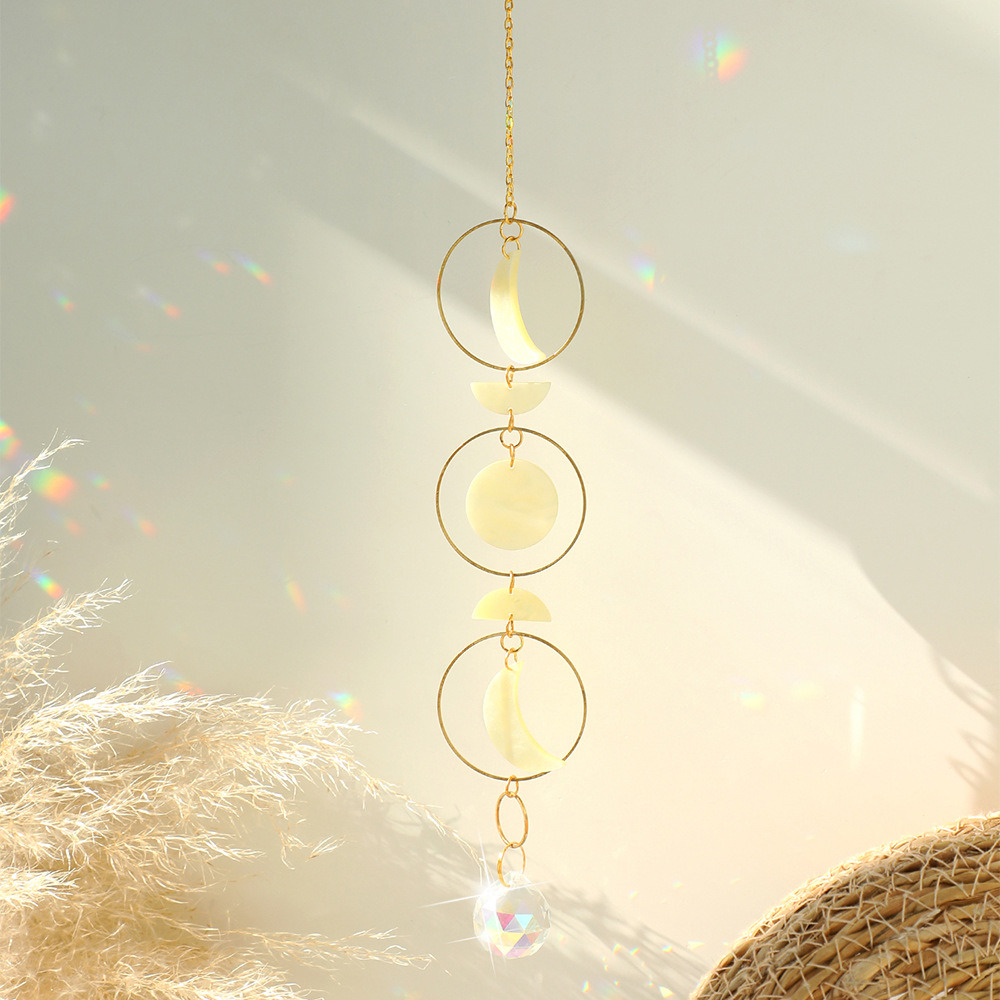 dropship 1pc Acrylic Sun-moon Metal Chain Home Living Room Decoration Car Hanging