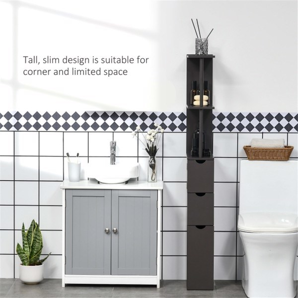 dropship Bathroom Storage Cabinet-Brown