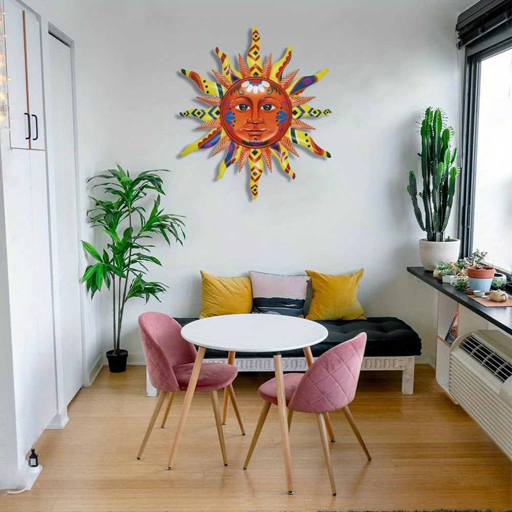 dropship Add a Splash of Color to Your Home with this 3D Metal Sun Wall Hanging Art Decor!