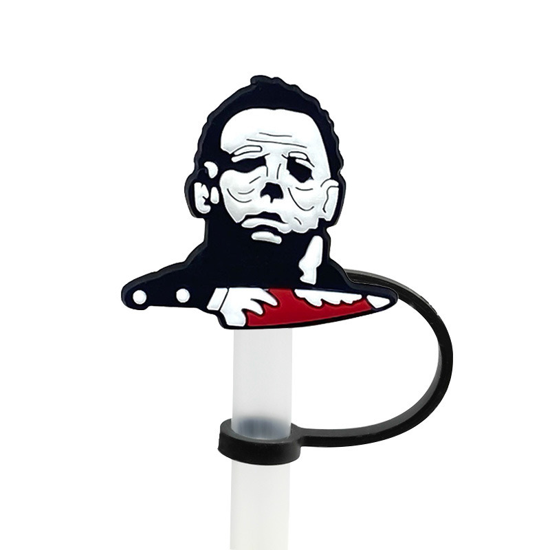 dropship 6pcs Reusable Silicone Straw Tip Caps - Scary Clown Design - Perfect for Halloween Decorations and Drinking