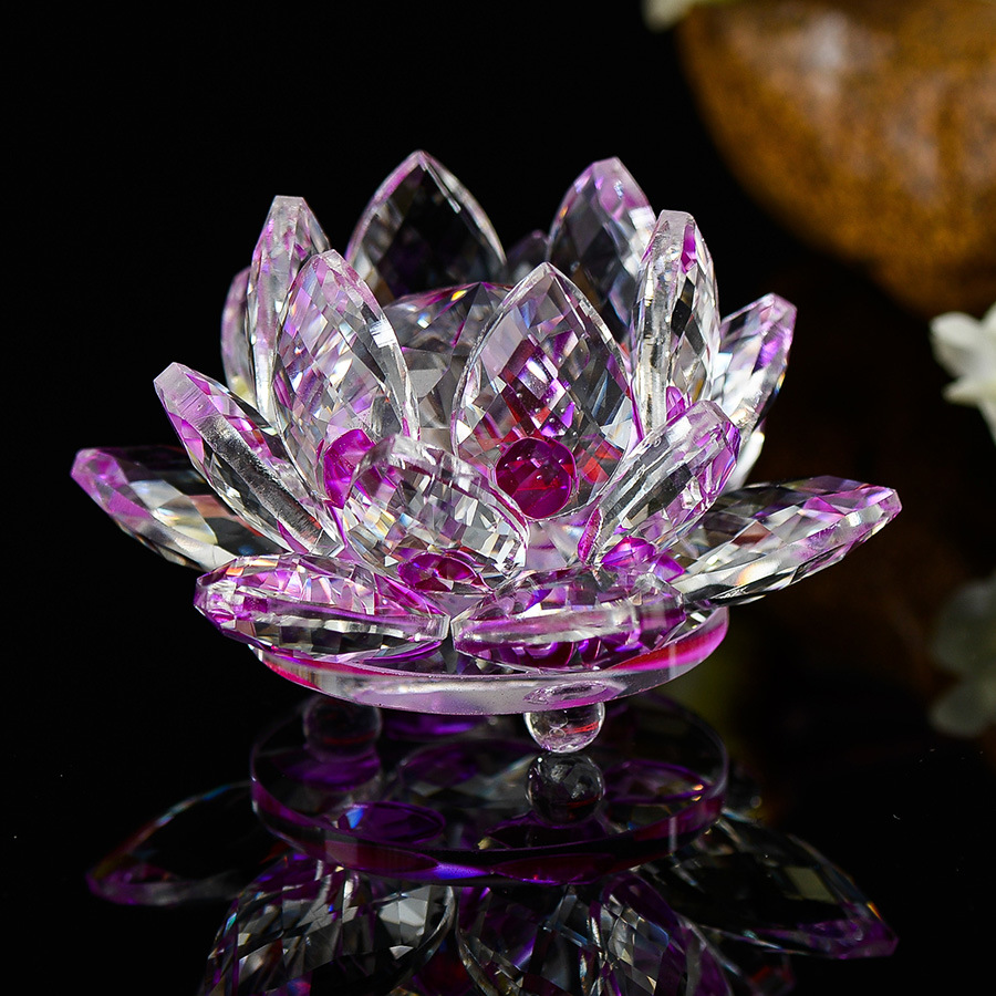 dropship 80 mm Feng shui Quartz Crystal Lotus Flower Crafts Glass Paperweight Ornaments Figurines Home Wedding Party Decor Gifts Souvenir