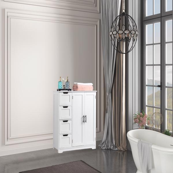 dropship [FCH] Storage Bathroom Cabinet, 2 Doors 4 Drawers Bathroom Cabinet, White
