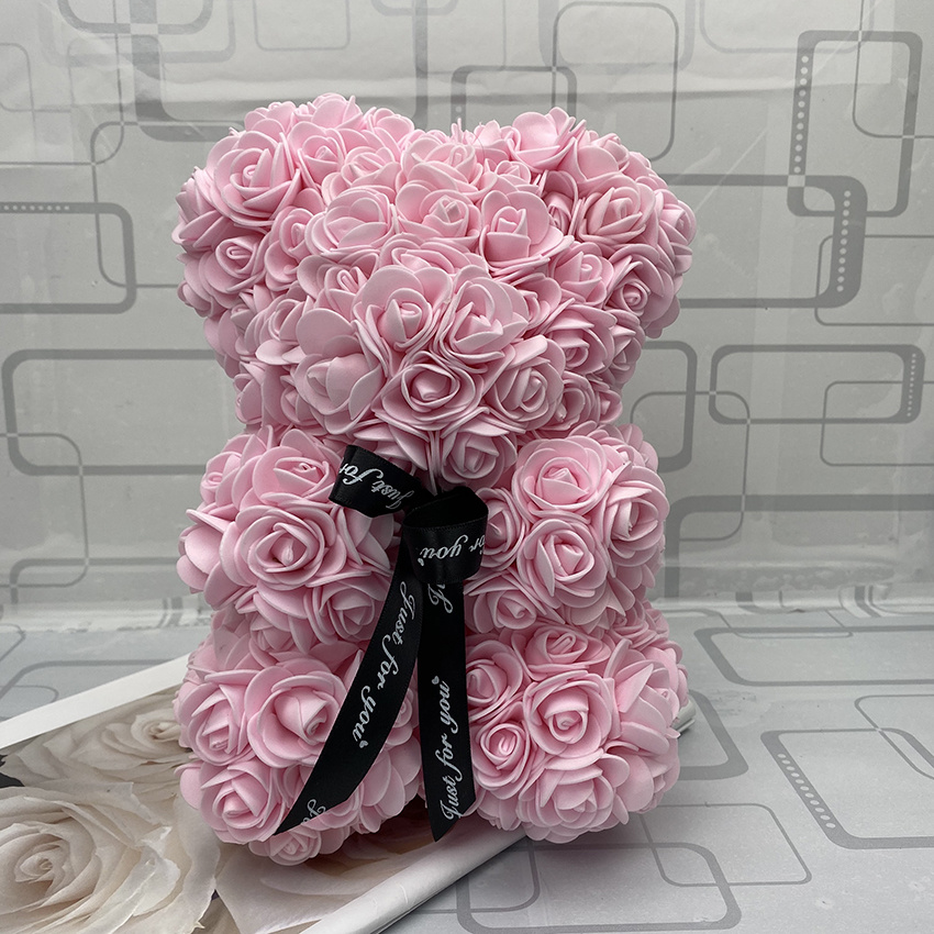 dropship Valentines Day Gift 25cm Red Rose Teddy Bear Flower Valentines Gift