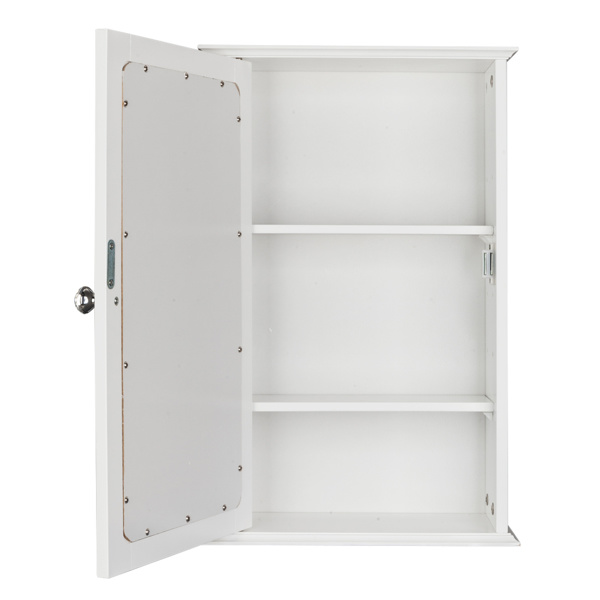 dropship Single Door Mirror Indoor Bathroom Wall Mounted Cabinet Shelf White
