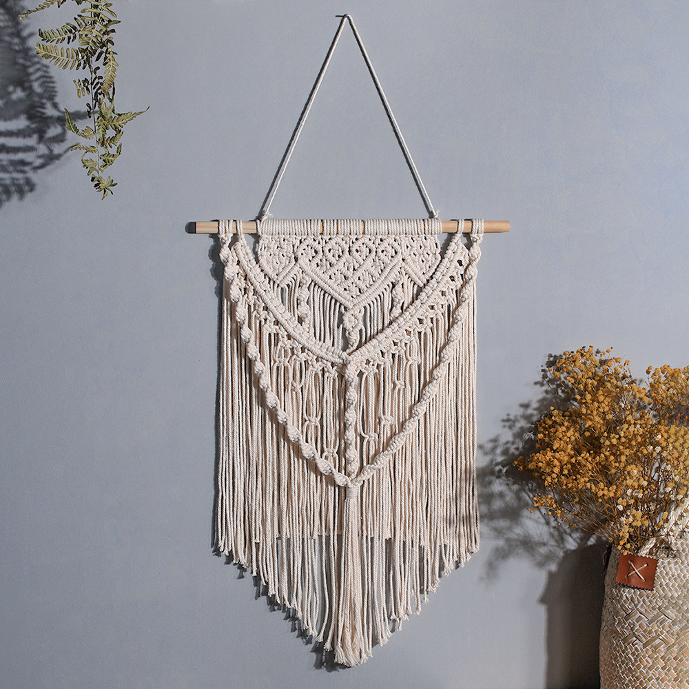dropship 1pc Woven Wall Hanging Ornament, Bohemian Fabric Macrame Braided Tassel Wall Decoration, Boho Decoration For Living Room Bedroom Room Decor