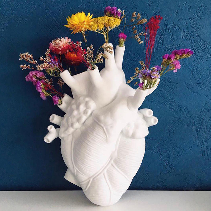 dropship Vase In The Shape Of Human Heart, Home Decoration, Desktop Art Craft Ornament, Exquisite And High-end Indoor Vase, Organ Design Flower Container, Halloween