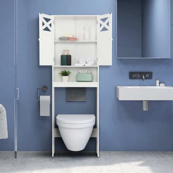 dropship FCH Double Door Fork Toilet Cabinet White