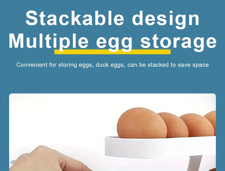 dropship 1pc Rolling Refrigerator Egg Dispenser, Space-Saving Holder For Fridge Storage Anti-fall Egg Tray, Egg Rack Tray For Refrigerator, Kitchen Supplies