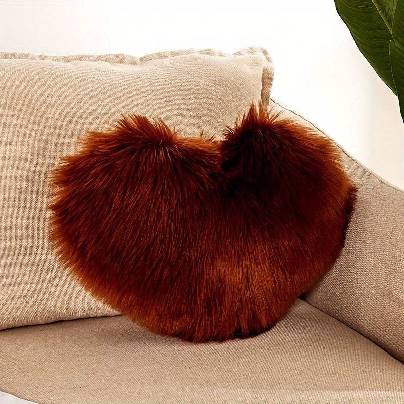 dropship 1pc Boho Love Heart Plush Throw Pillow - Fluffy Luxury Cushion for Couch, Sofa, Bed - Detachable and Machine Washable Home Decor