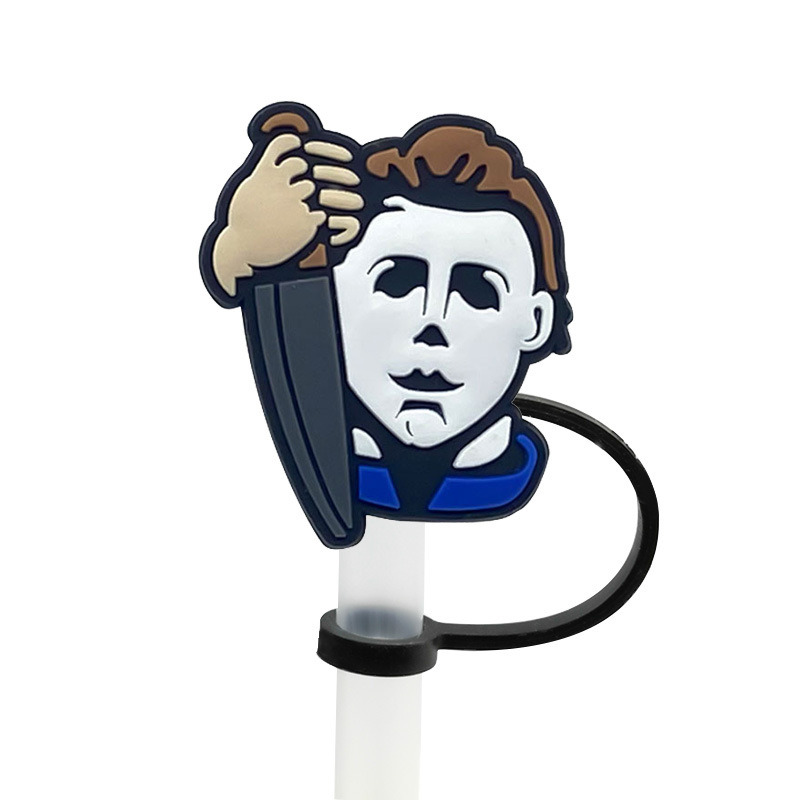 dropship 6pcs Reusable Silicone Straw Tip Caps - Scary Clown Design - Perfect for Halloween Decorations and Drinking
